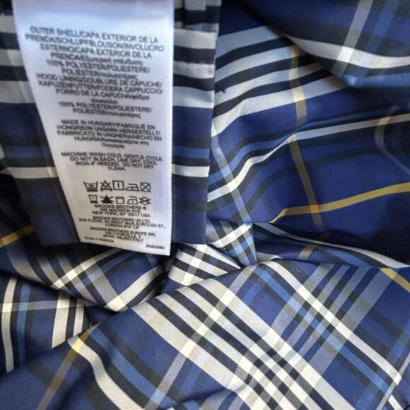 Brooks Brothers Womens Water Repellent Coat Plaid Hooded Jacket Size 4 Blue - Picture 6 of 10